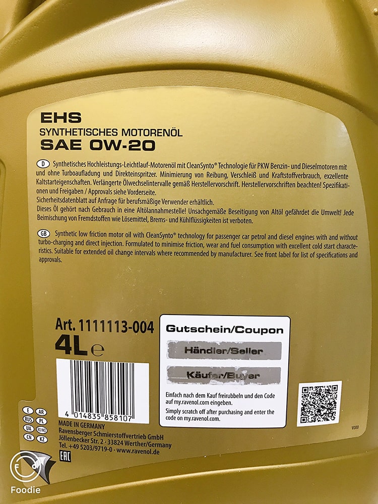 روغن موتور EHS 0w-20 راونول – RAVENOL