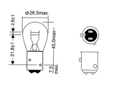 لامپ 2 کنتاکت پایه PR21/5W مدل 12495 (قرمز) – فیلیپس (یک عدد) (کپی)