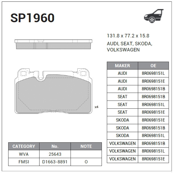 لنت ترمز جلو فونیکس تیگو 8 پرو مکس کد SP2115 های کیو – Hi-Q (کپی)